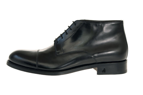 Alfonso Black Leather Booties