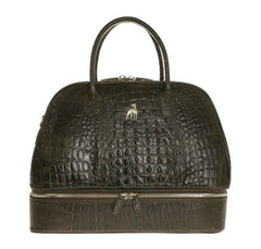 Duffle Leather Bag Brown Printed Alligator