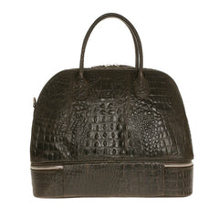 Duffle Leather Bag Brown Printed Alligator