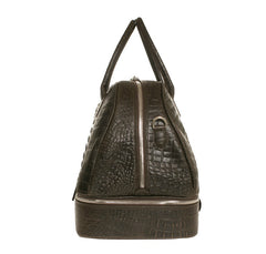 Duffle Leather Bag Brown Printed Alligator