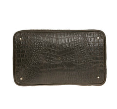 Duffle Leather Bag Brown Printed Alligator