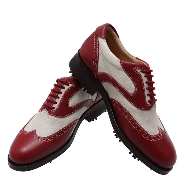 Red and white saddle shoes top