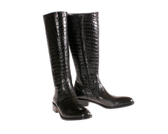 ~ Toronto Black Alligator Embossed custom riding boots ~ size 5 boots ~alligator boots ~ size 5 boots ~ shoes online ~ womens boots ~ shoes womens shoes ~ custom ~ bespoke boots ~ Toronto ~ soft boots ~ calf boots ~