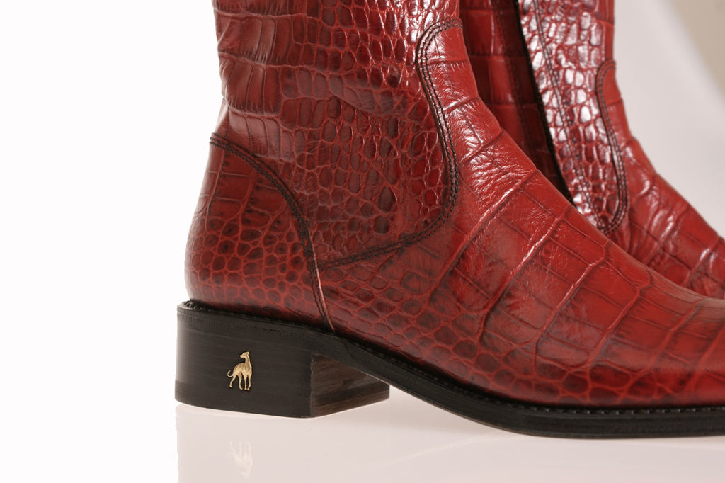 Vittoria Red Alligator Riding Boots Treccani Milano