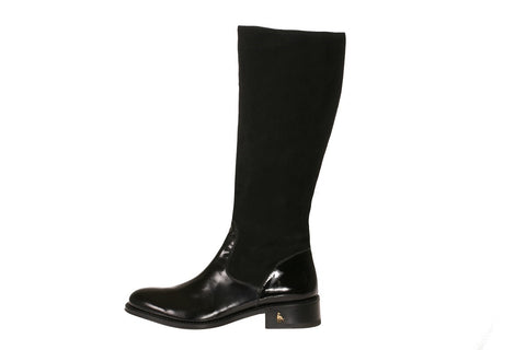 Vittoria Black Suede Patent Riding Boot