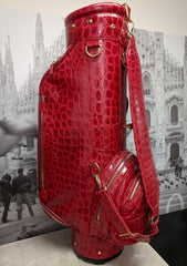 Golf Bag Red Calfskin Printed Alligator