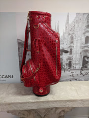 Golf Bag Red Calfskin Printed Alligator