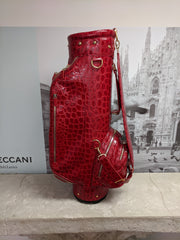 Golf Bag Red Calfskin Printed Alligator