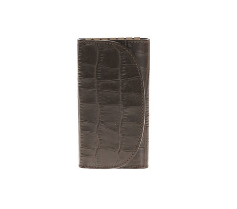 Leather Key Holder Printed Alligator Brown