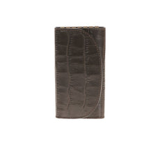 Key Holder in Brown Printed Alligator Leather