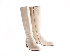 Vittoria White Alligator Riding Boot