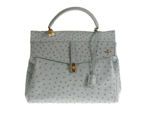 Firenze Blue Ostrich Leather Bag